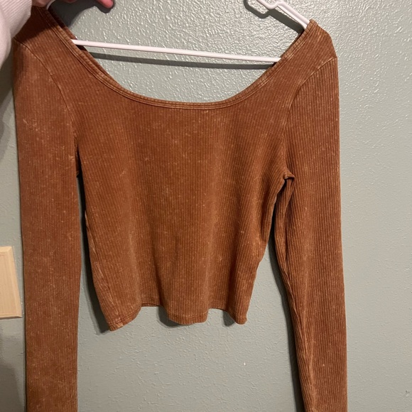 Wild Fable Rust Ribbed Long Sleeve Top - Picture 1 of 2